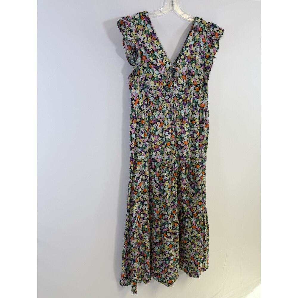 Gap Cotton Maxi Dress Colorful Floral Keyhole Tie Front Women’s L Cottagecore - Picture 6 of 13